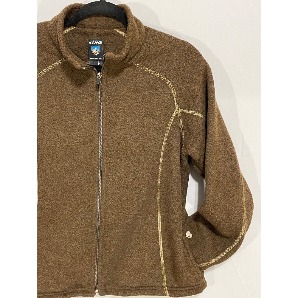 KUHL WOMENS MEDIUM JACKET BROWN ALFPACA FLEECE FULL ZIP SWEATER